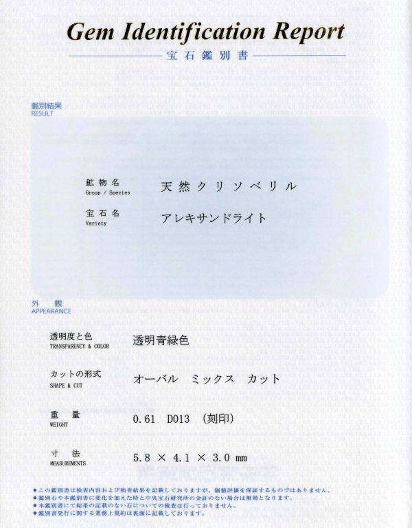 アレキサンドライトペンダント